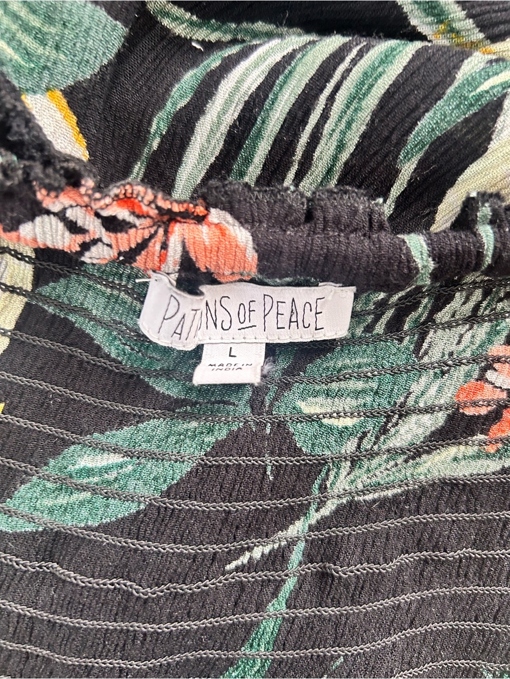 Maxi dress - Patrons of Peace Black Tropical Floral Off-Shoulder Size Large - Picture 6 of 7